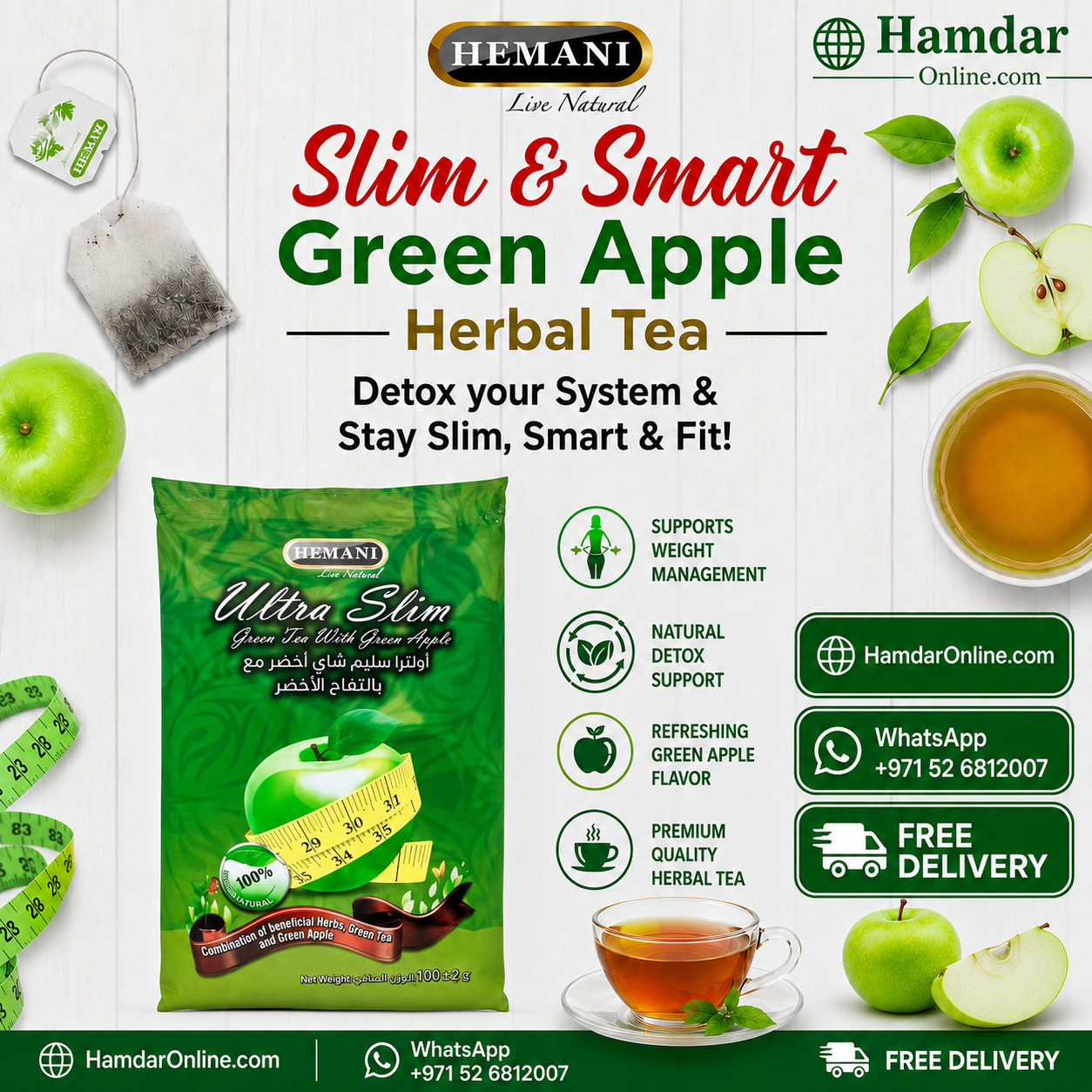 π Slim & Smart Green Apple Herbal Tea Bags β 1 Powerful Pack π Slim & Smart Green Apple Herbal Tea Bags β 1 Powerful Pack